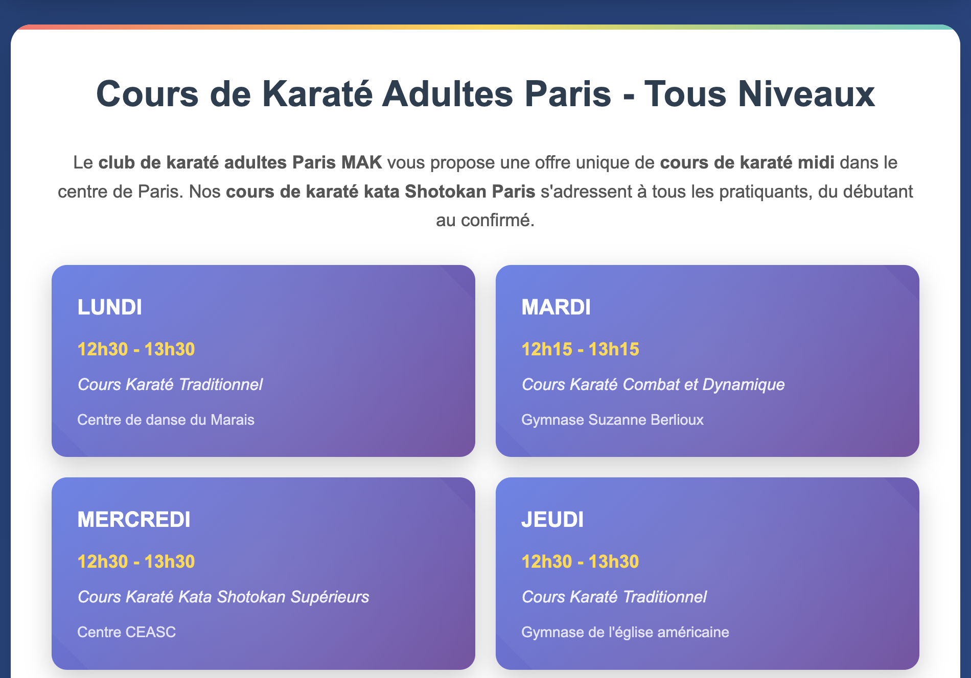 Cours karaté paris midi